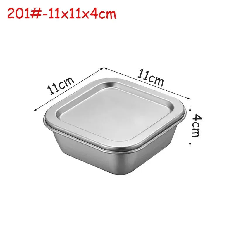 201/304 Stainless Steel Storage Tray With Lids Rectangle Food Container Sausage Noodles Fruit Plates Home Kitchen Organizers