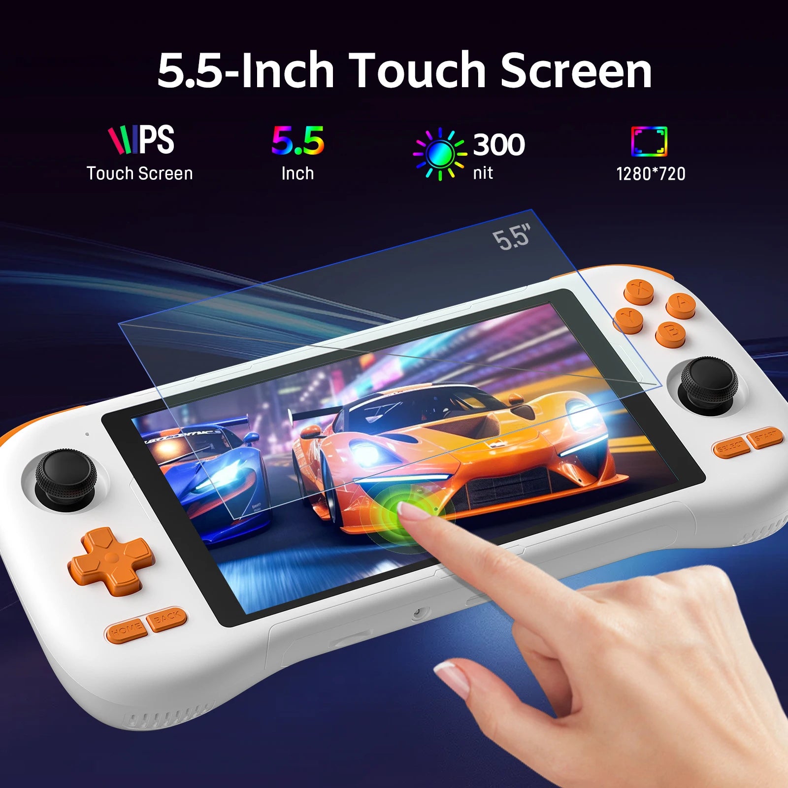 KINHANK K56 Handheld Game Console 5.5'' Touch Screen 50 Emulators for PS1/PSP/DC/SS Android 14 5000mAh WIFI5 Retro Game Player