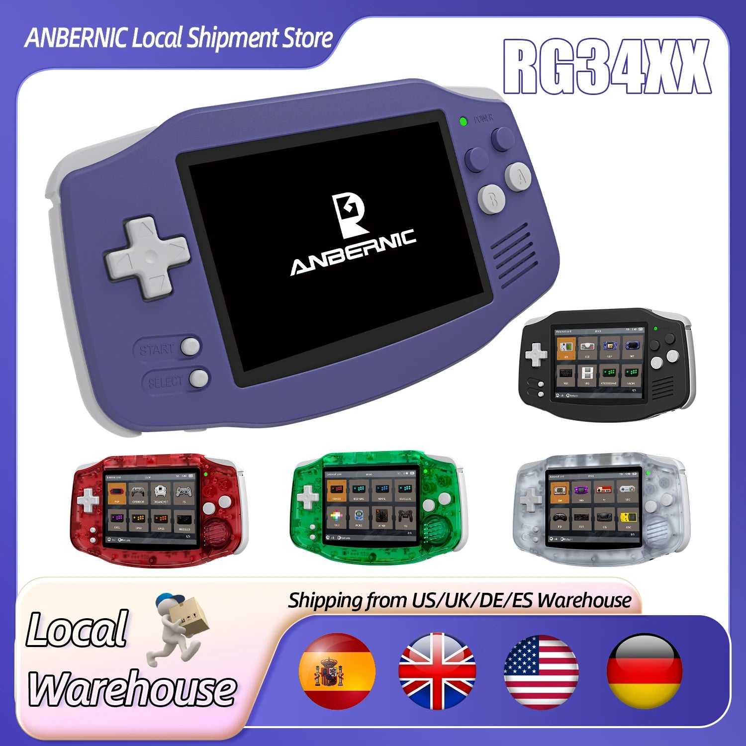 ANBERNIC RG34XX 64Bit Retro Handheld Game Player 3.4-inch IPS Screen HD-Support TV Portable Game Console 3500mAh streaming Gift