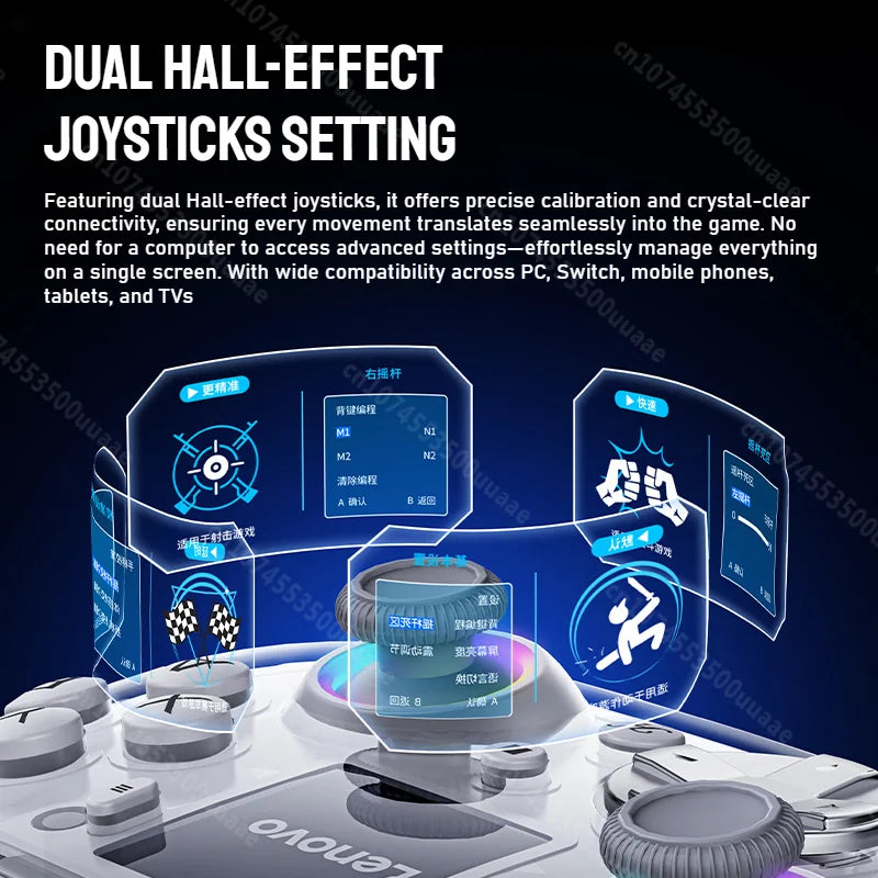 Lenovo X01 Smart Screen Wireless Gamepad Dual Hall Joystick Game Controller for Switch/2/Lite/OLED iPhone Android PS4 PC Steam
