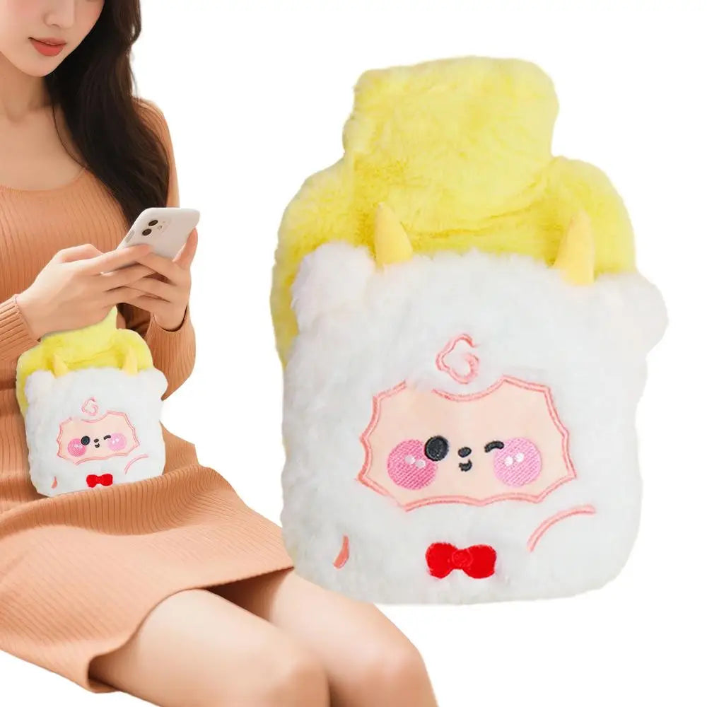 Hot Water Bottle Plush Hand Foot Warmer Heating Water Bottle For Women Men Student Child Menstrual Period Abdomen Neck Foot Hand