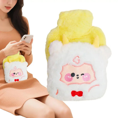 Hot Water Bottle Plush Hand Foot Warmer Heating Water Bottle For Women Men Student Child Menstrual Period Abdomen Neck Foot Hand