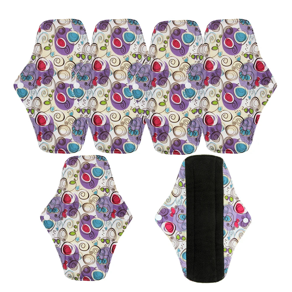 5Pcs Washable Sanitary Towels Menstrual Pad Reusable Bamboo Charcoal Women Napkins Feminine Hygiene Product Period Cloth Pads
