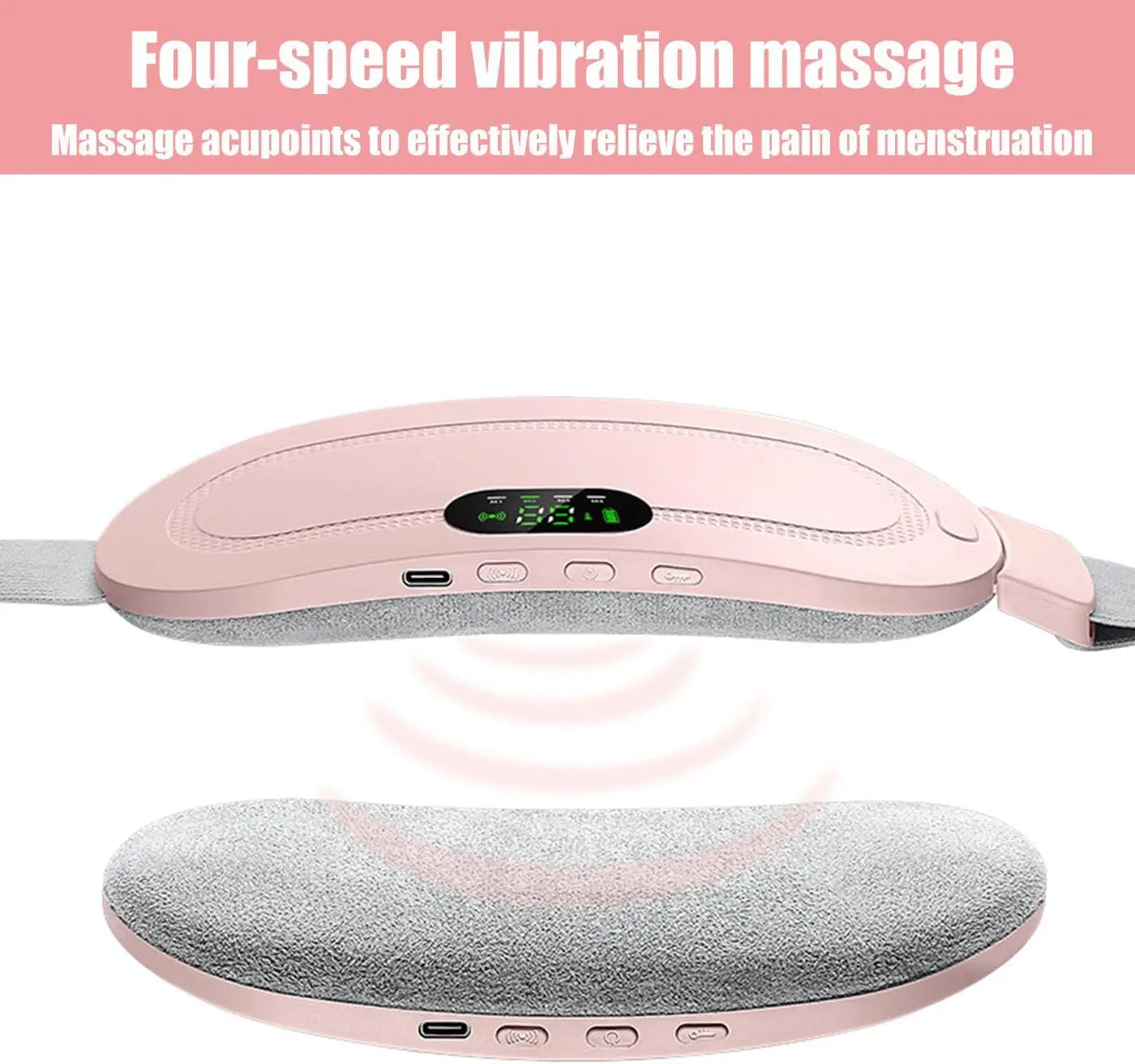 Cordless Period Cramp Relief Massager Belt with 3 Speed & 3 Crampfree Massage Modes | The Ultimate Heating Pad for Period Cramps