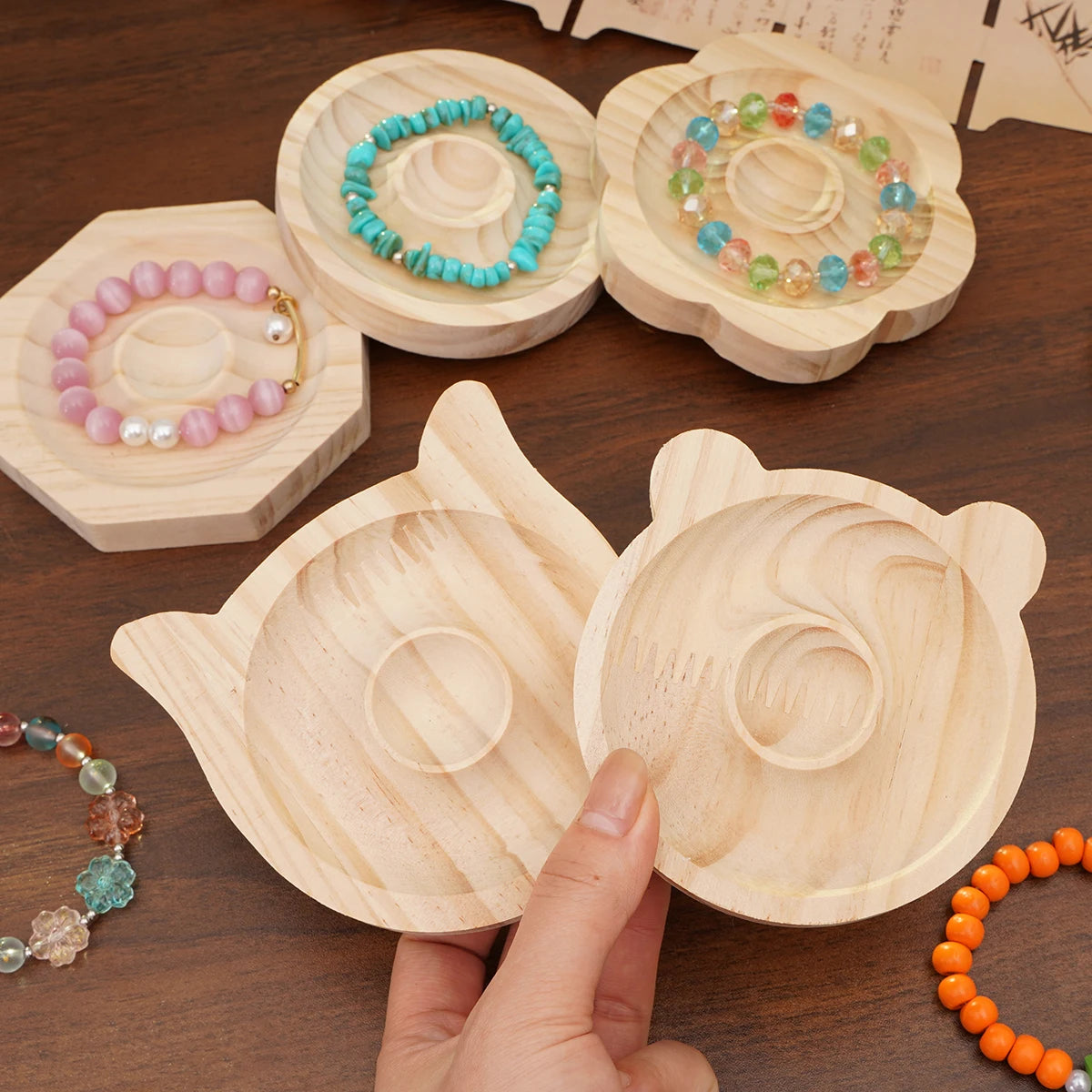 1PC Wooden Beading Design Board Bracelet Display Stand Jewelry Making Necklaces Crafts Tray Practical Display Stand