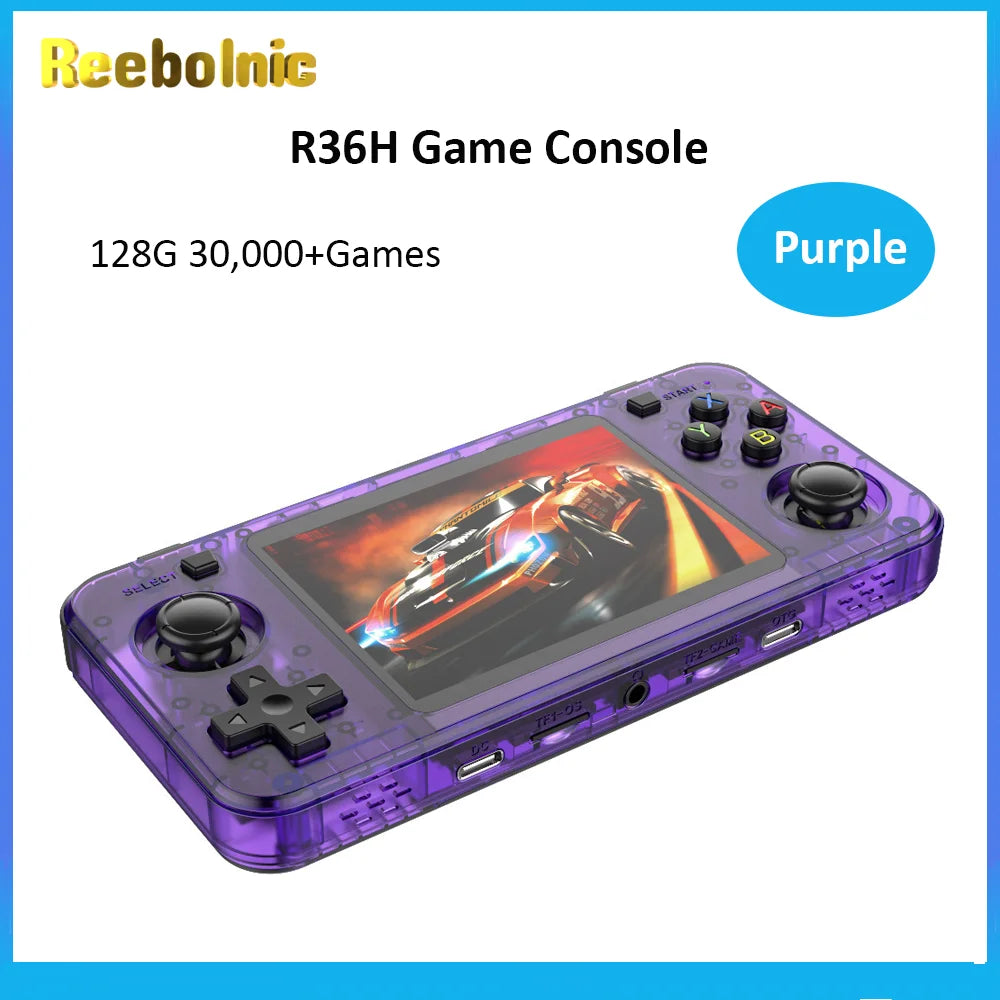 Reebolnic R36H Game Console 3.5Inch IPS Screen RK3326 3000mAh ARK OS System Portable Retro Video Game Console for Boy gift