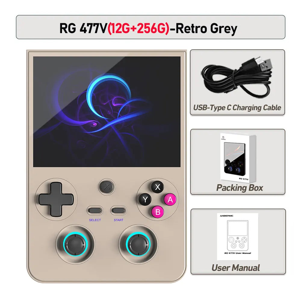ANBERNIC RG 477V Retro Game Console Android 14 Dimensity 8300 Game Player 4.7" LTPS In-Cell Screen 5500mAh Wi-Fi 6E Hall joystic