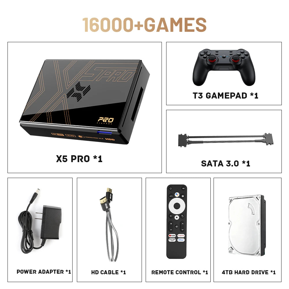 Kinhank Retro Video Game Consoles Super Console X5 PRO Plug and Play 4T with 16000 Games for PS2/WII/SS/DC/N64