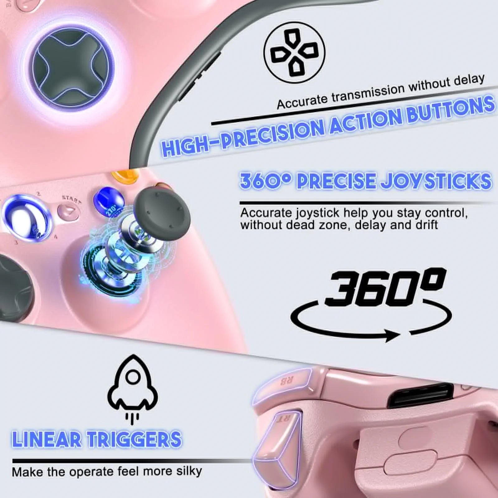 Game Controller for Xbox 360/Slim/Lite PC/IOS/Android Gamepad Wireless Remote Controle Handle W/ Dual Vibration Gaming Joystick