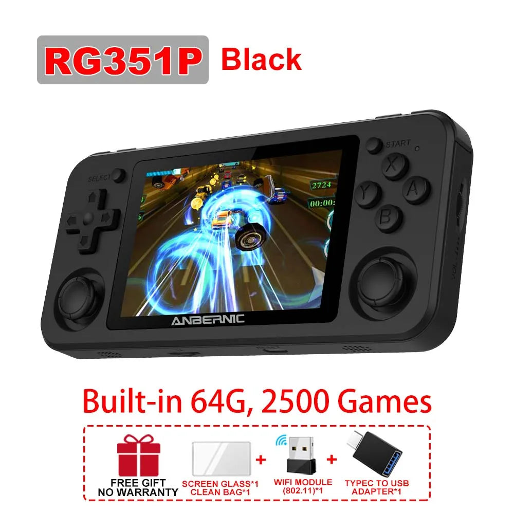 ANBERNIC RG351P Retro Video Game Console 3.5‘’ IPS Screen RK3326 3500 mAh Open Linux System Portable Player Built-in 2500 Games