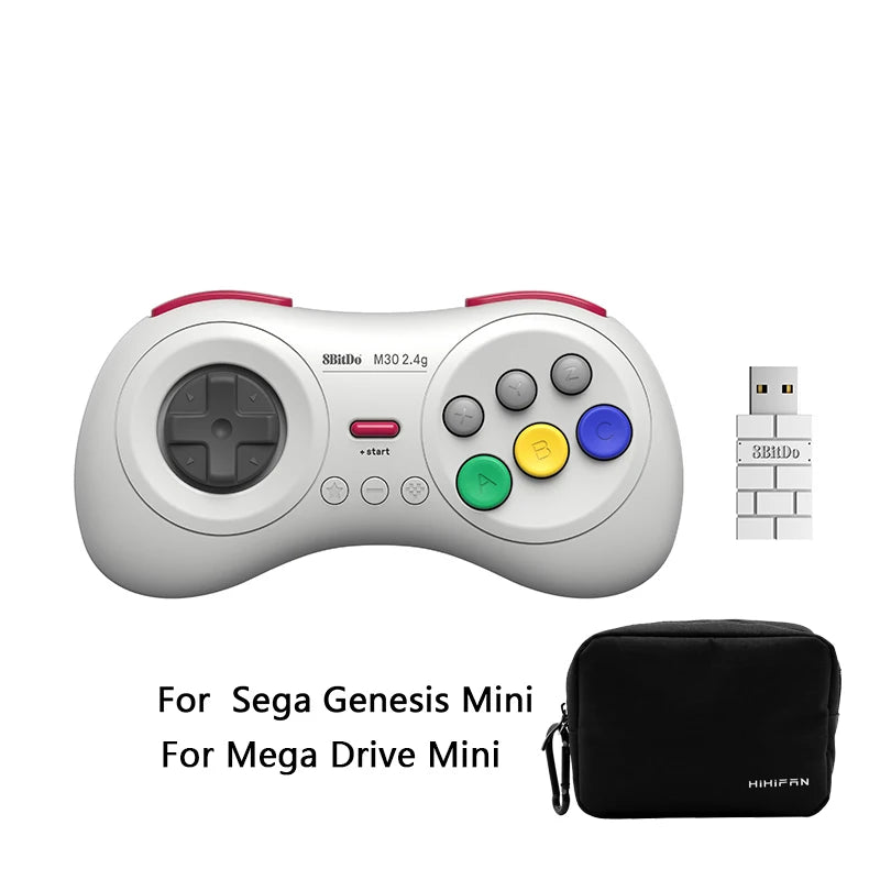 8BitDo for Gega Genesis Mini and Mega Drive Mini M30 2.4G Wireless Black and White Gamepad  Wireless Game Controller