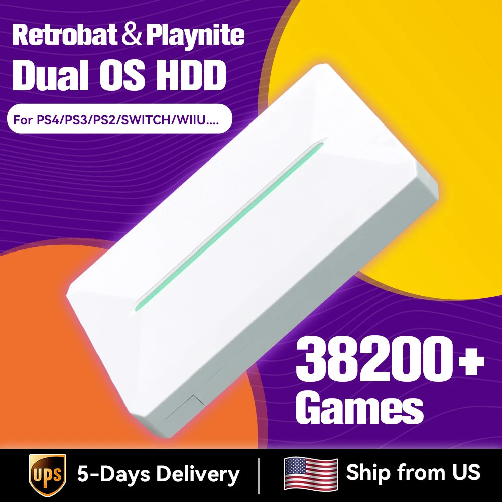 Retro Gaming HDD Game Console Retrobat＆Playnite 38200+ AAA＆Retro Games for PC/Laptop for PS3/PS2/WII/WIIU/SWITCH/PS1/N64/DC/MAME