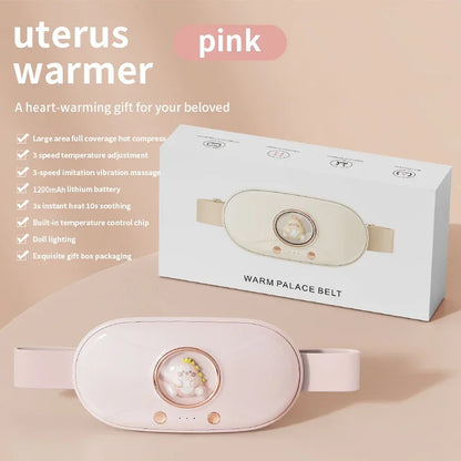 Menstrual Heating Pad Heated Massage Belt Menstrual Pain Relief Hot Compress Pad Abdominal Massage Period Warm Palace Belt