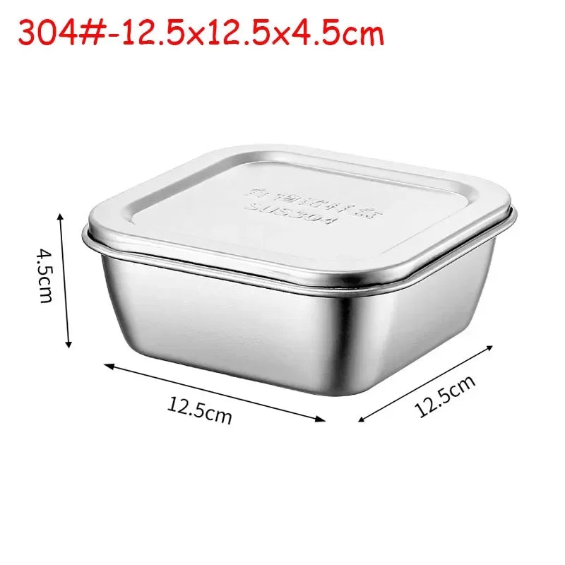 201/304 Stainless Steel Storage Tray With Lids Rectangle Food Container Sausage Noodles Fruit Plates Home Kitchen Organizers