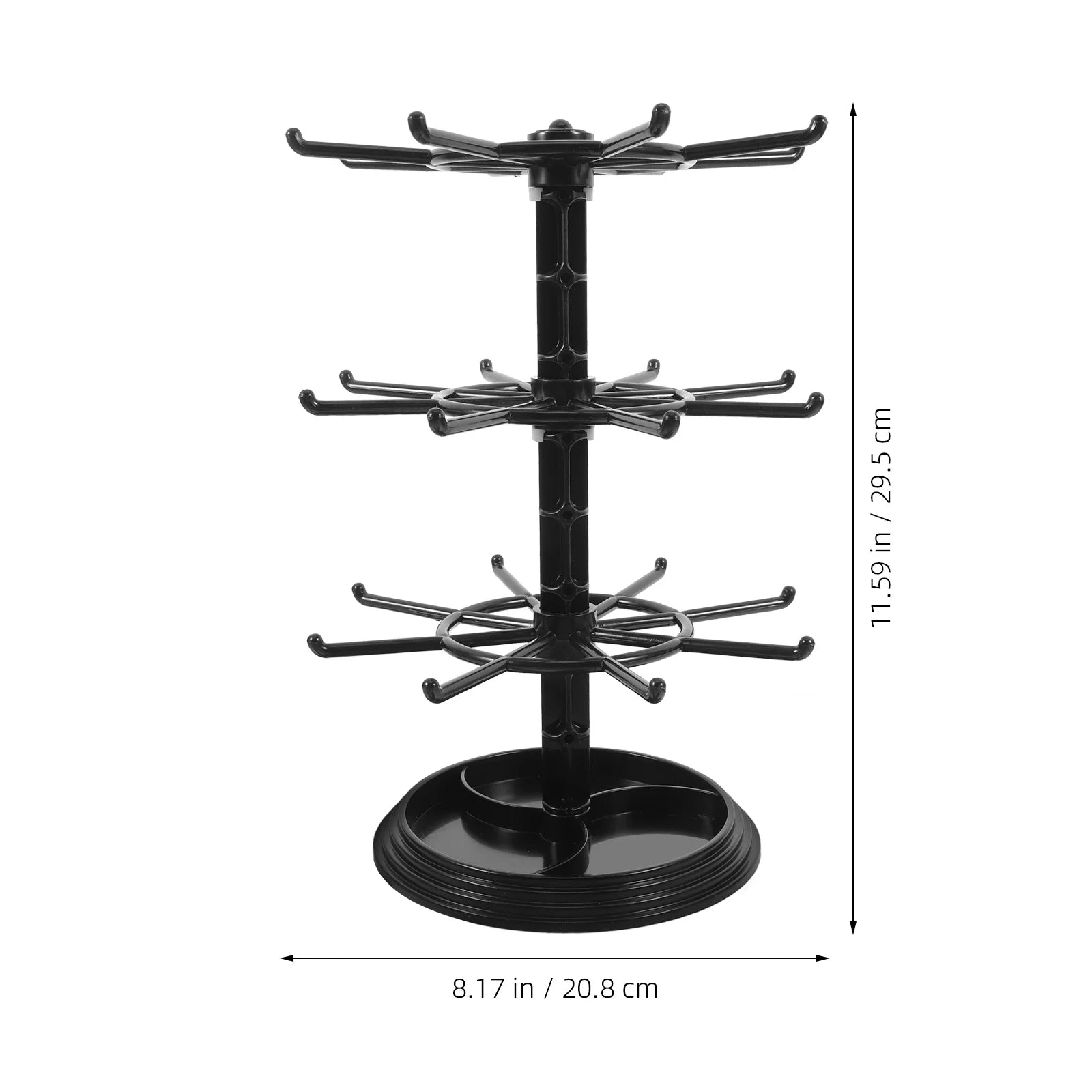 3 Tier Rotating Keychain Holder Stand Multifunctional Desk Organizer For Jewelry Necklace Earrings Watches Storage Rack Key
