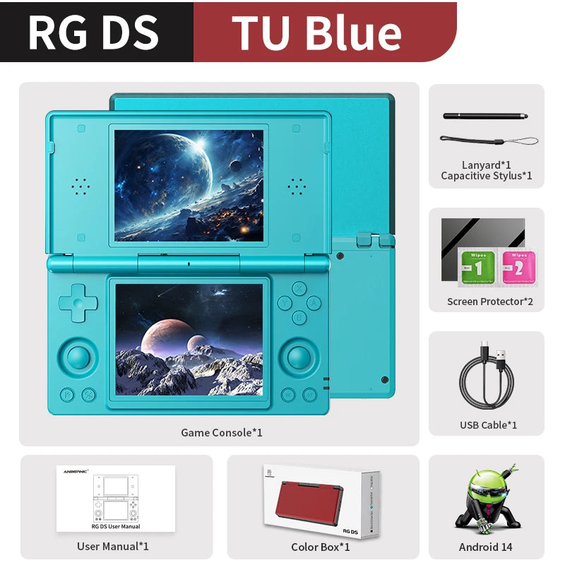 Anbernic RG DS Handheld Game Console 4" IPS Dual Screen Android 4000mAh Flip Video Games Player Supports RixelHK Wifi Streaming