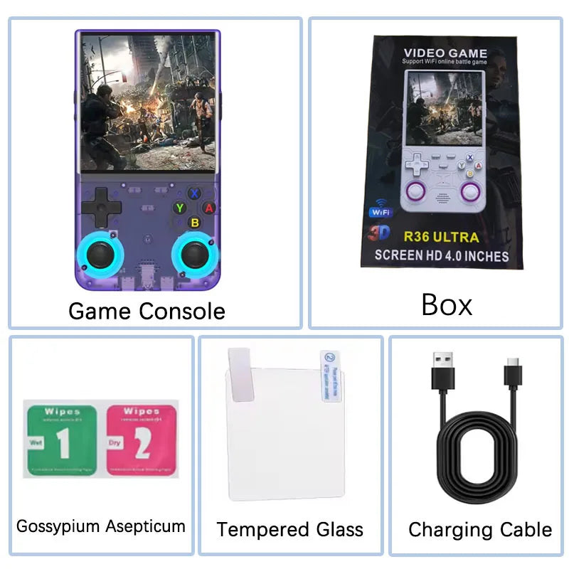 Portable R36Ultra Retro Handheld Game Console 4.0-inch Open-source Linux System 64/128GB New Portable Video Player Handheld Game