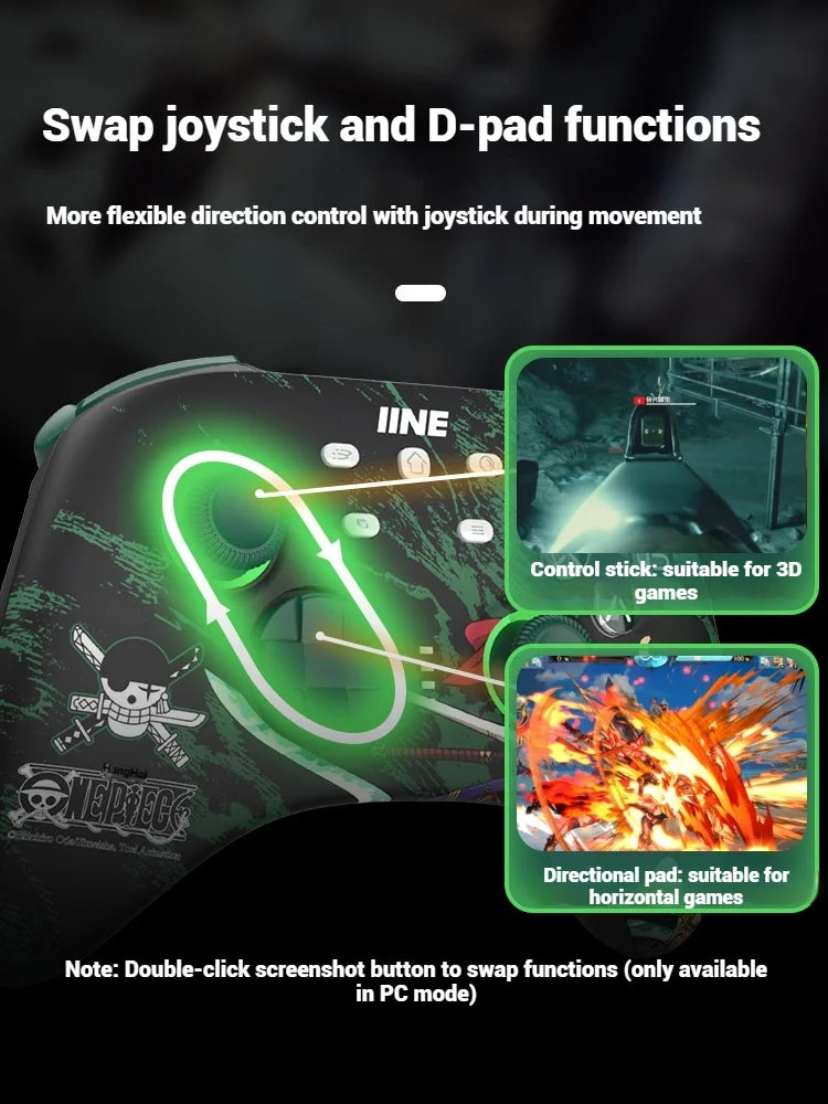 Wireless PC Game Controller ONE PIECE Zoro Gampad Hall Trigger/Joystick Programmable Macro Custom for Switch/PS5/Xbox/iOS Gifts