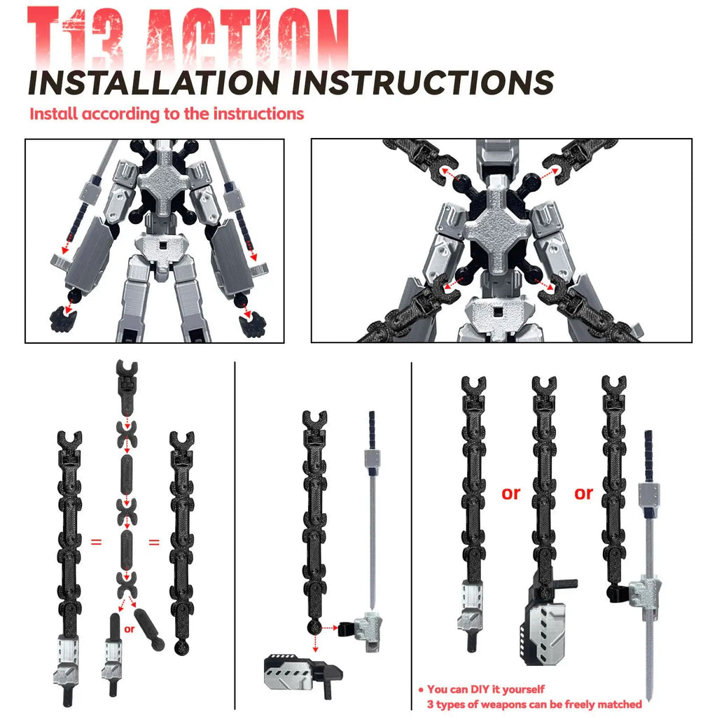 (Assembly Completed) 8 inch T13 Action Figure Set,T 13 Action Figure Multi-Articular Mobile Robot Nova T-13,Desktop Decorations