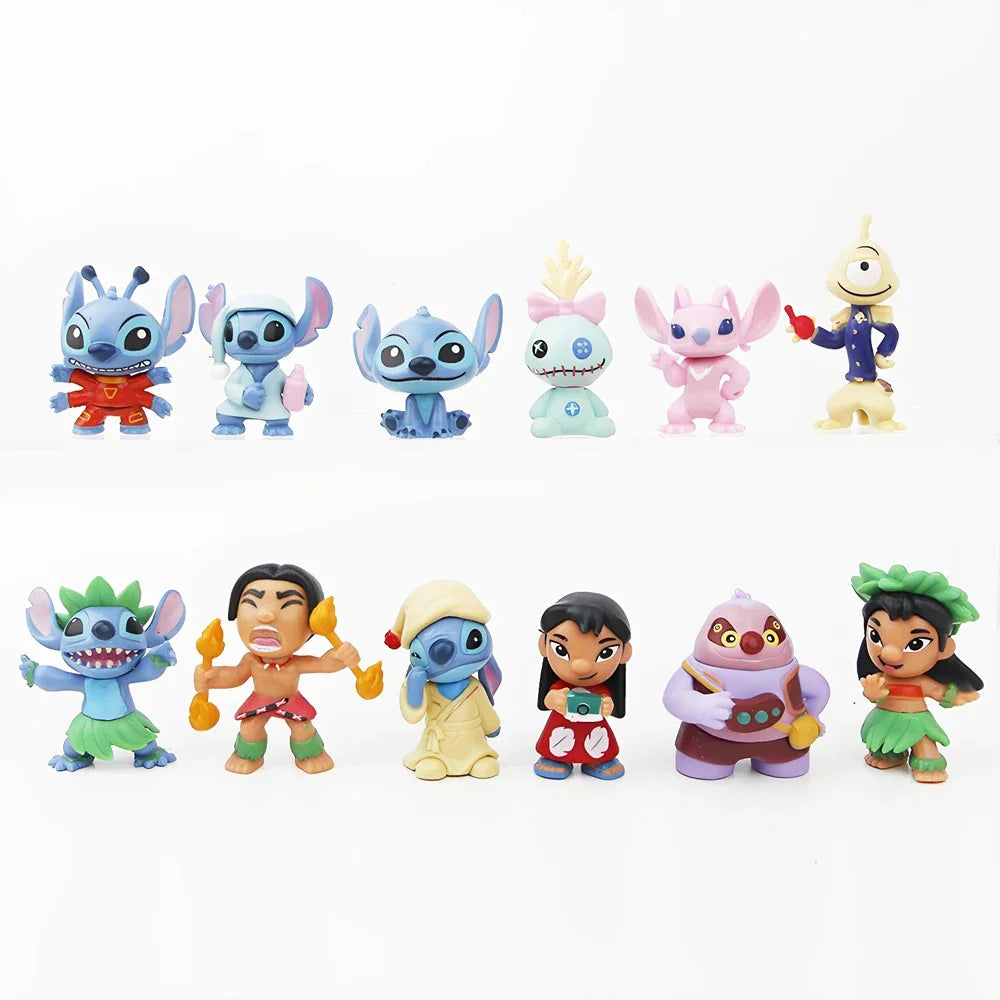 -- 12pcs/set Stitch Scrump Lilo 5-7cm PVC Anime Figure Cartoon Characters Collectible Model Toys for Kids