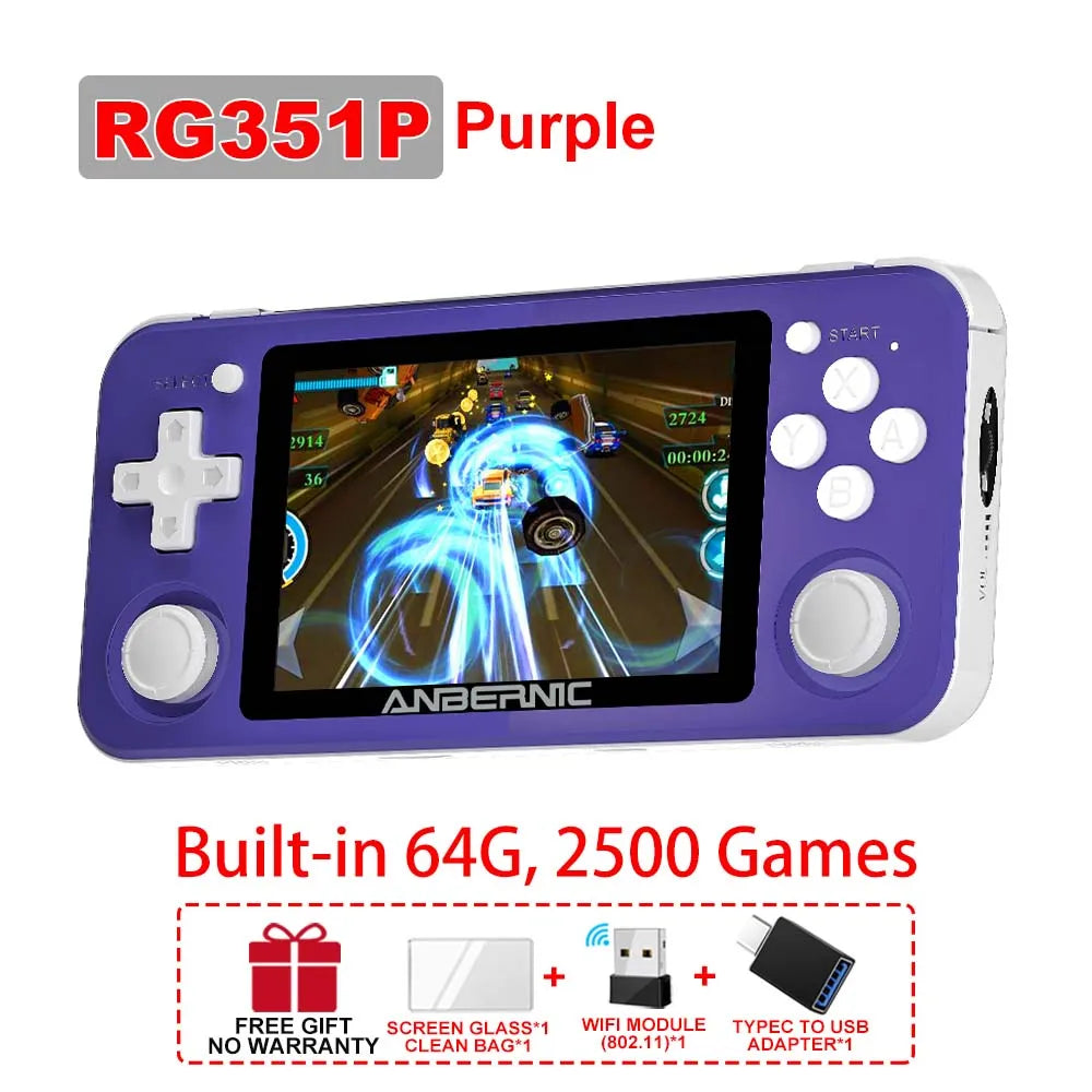 ANBERNIC RG351P Retro Video Game Console 3.5‘’ IPS Screen RK3326 3500 mAh Open Linux System Portable Player Built-in 2500 Games