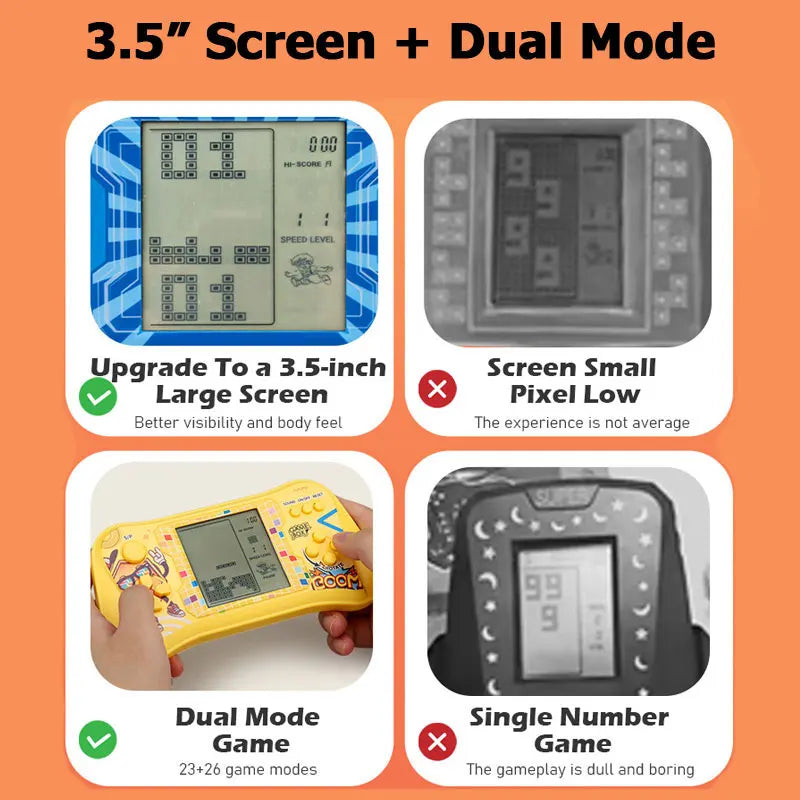 Puzzle Toys Handheld Game Console Classic Retro Tetris Handheld Game Player Nostalgic Educational Machine Childhood Kids Gift