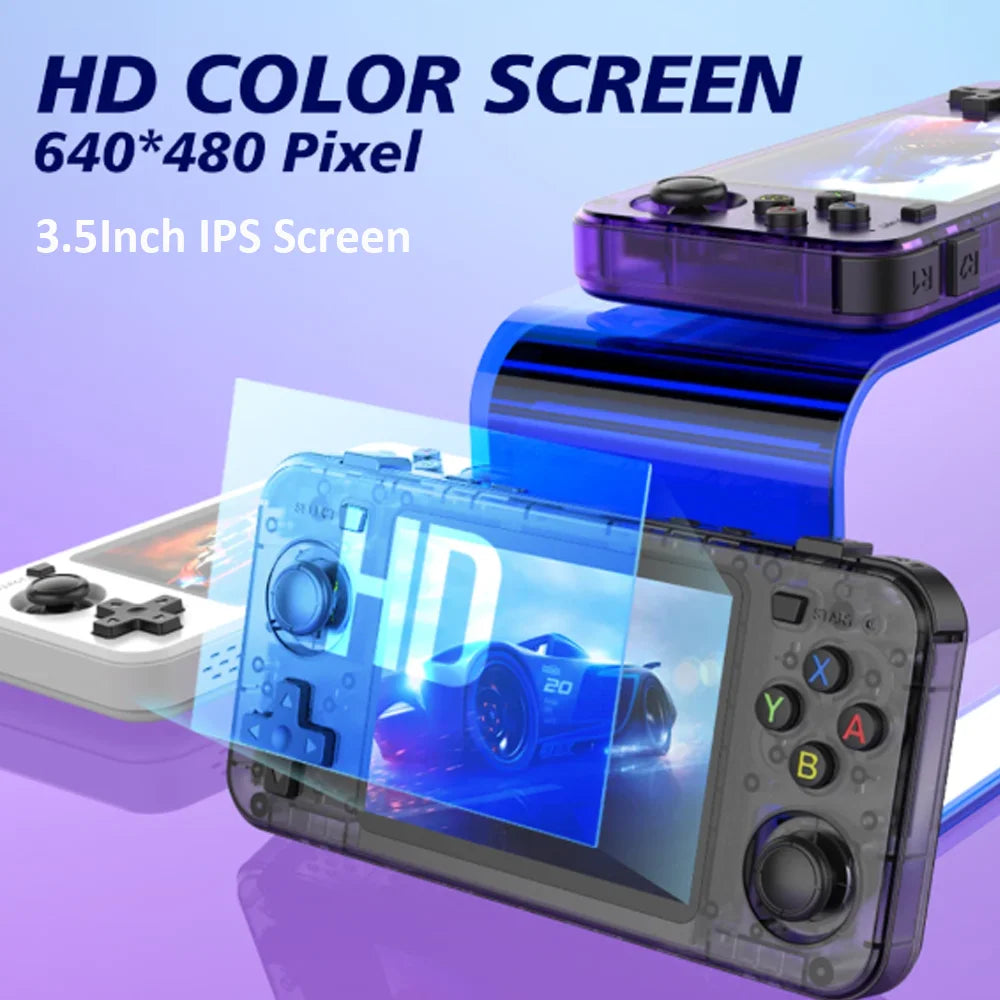 Reebolnic R36H Game Console 3.5Inch IPS Screen RK3326 3000mAh ARK OS System Portable Retro Video Game Console for Boy gift