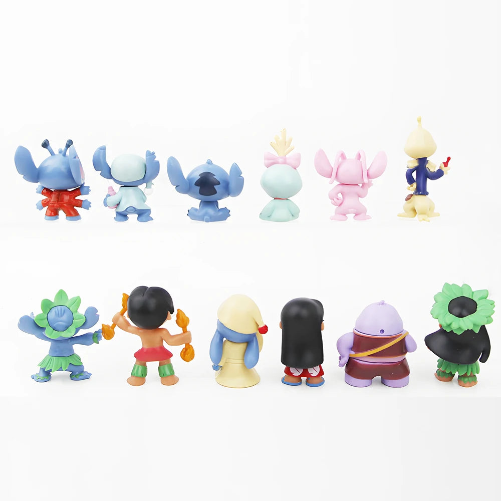-- 12pcs/set Stitch Scrump Lilo 5-7cm PVC Anime Figure Cartoon Characters Collectible Model Toys for Kids
