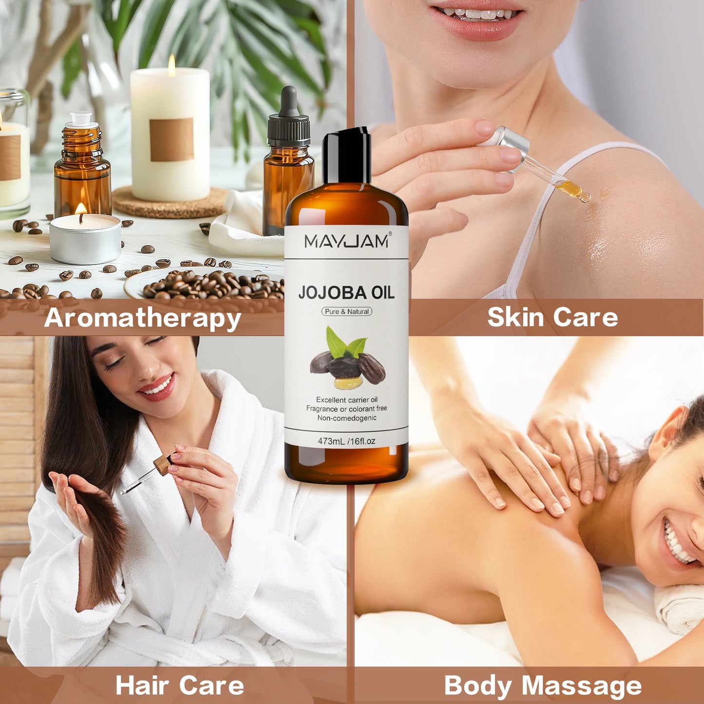 Organic Sweet Almond Oil Cold Pressed 16 floz Sunflower Grapeseed Jojoba Castor Essential Oil Moisturizing for Face, Hair, Skin