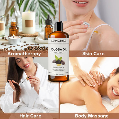 Organic Sweet Almond Oil Cold Pressed 16 floz Sunflower Grapeseed Jojoba Castor Essential Oil Moisturizing for Face, Hair, Skin