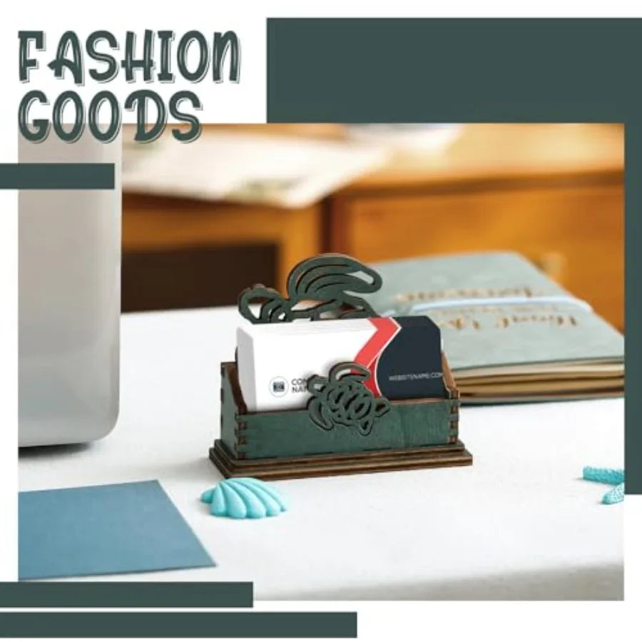 2 Pcs Decorative Business Card Holder Sea Turtle Wooden Business Card Holder Display Stand Turtle Desk Organizers for Desk Offi