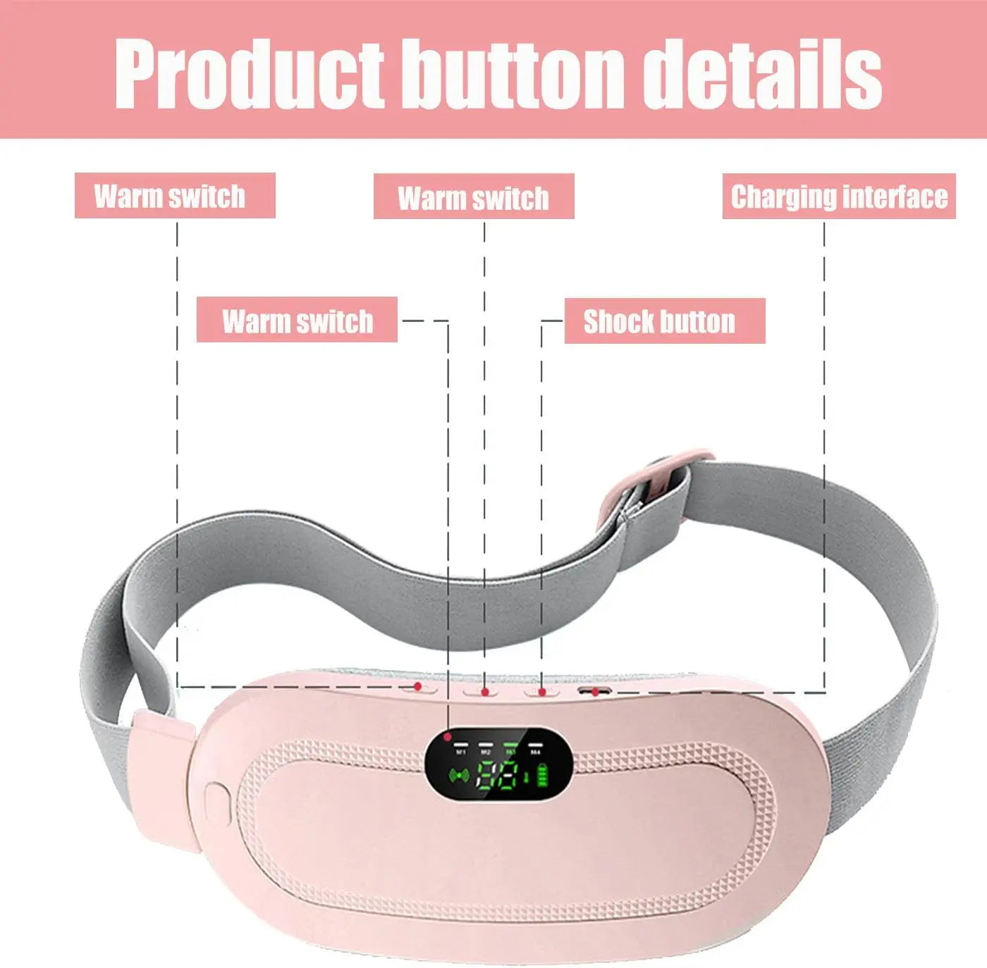 Cordless Period Cramp Relief Massager Belt with 3 Speed & 3 Crampfree Massage Modes | The Ultimate Heating Pad for Period Cramps