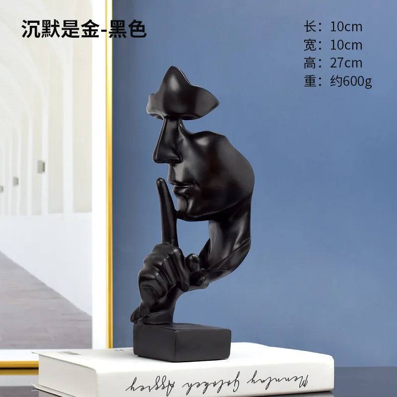 European-style "Silence Is Golden" Series of Abstract Resin Sculptures Decorative Items for Living Rooms Offices Creative Gifts