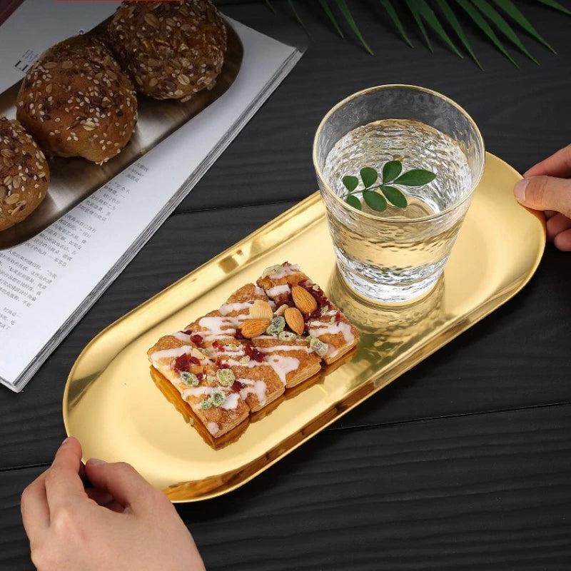 Stainless Steel Tray Decoration Storage Tray Earrings Sorting Tray Multi Size Bathroom Bedroom Storage Accessory Rust Proof