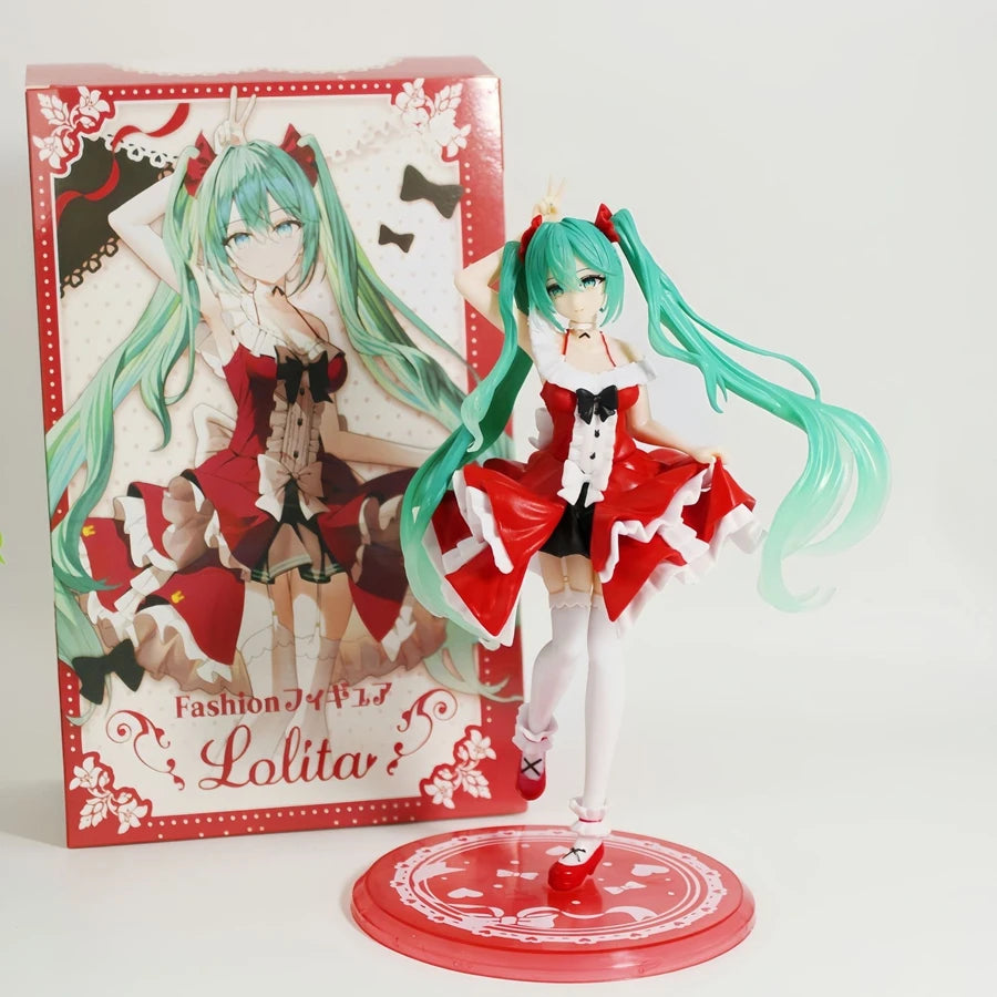 22cm/8.66in Hatsune Miku Anime Figure Purple Skirt Miku Action Figure Fashion Lolita Miku Figurine PVC Collection Model Doll Toy