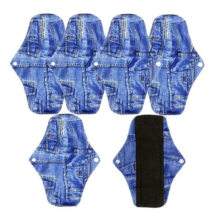 5Pcs Washable Sanitary Towels Menstrual Pad Reusable Bamboo Charcoal Women Napkins Feminine Hygiene Product Period Cloth Pads