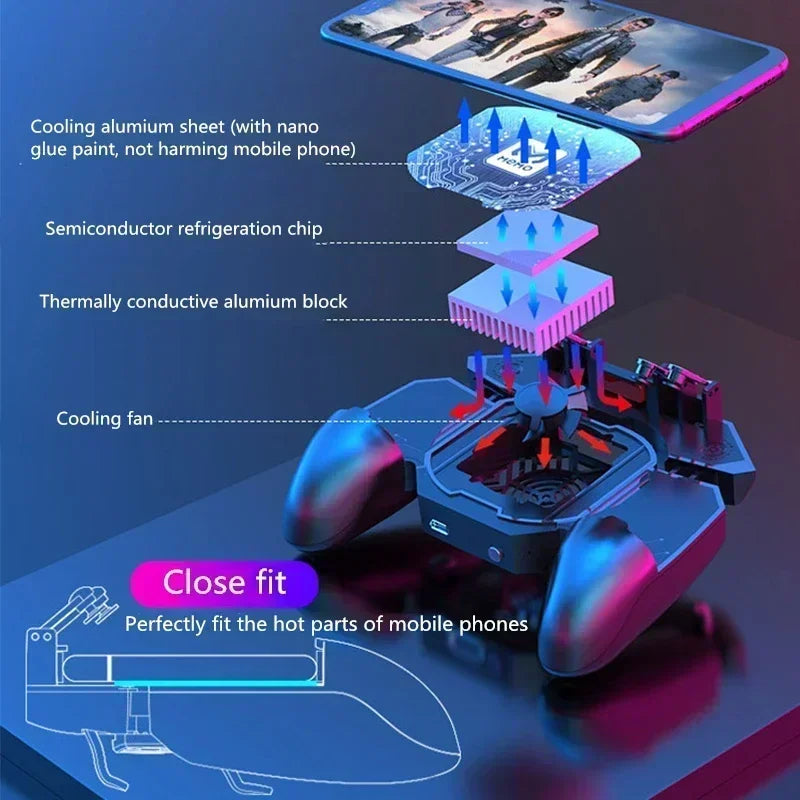 MEMO DL88 Mobile Phone Cooler Fan Game Controller Grip For 6 Finger Trigger Joystick Gamepad Semiconductor Radiator For IOS PUBG