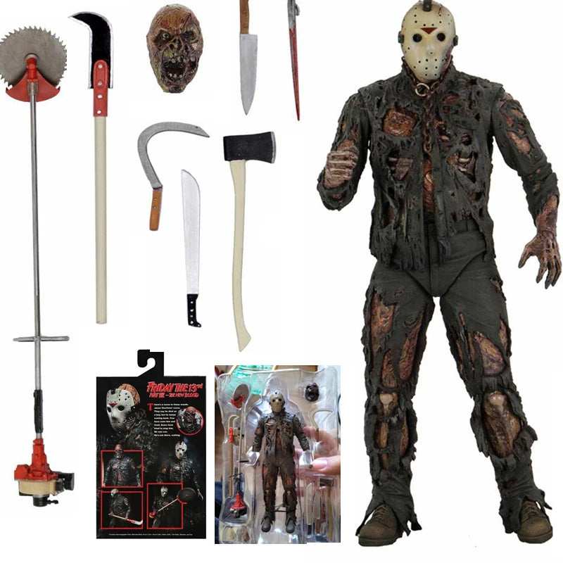 NECA Friday The 13th Figure Toys Freddy Jason Voorhees Blood Action Figure Jason Collectible Model Christmas Halloween Gifts