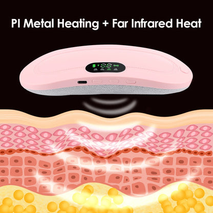 Period Cramp Massager Vibrating Heating Belt for Menstrual Waist Stomach Abdominal Warm Palace Belt Fat Burning Massage