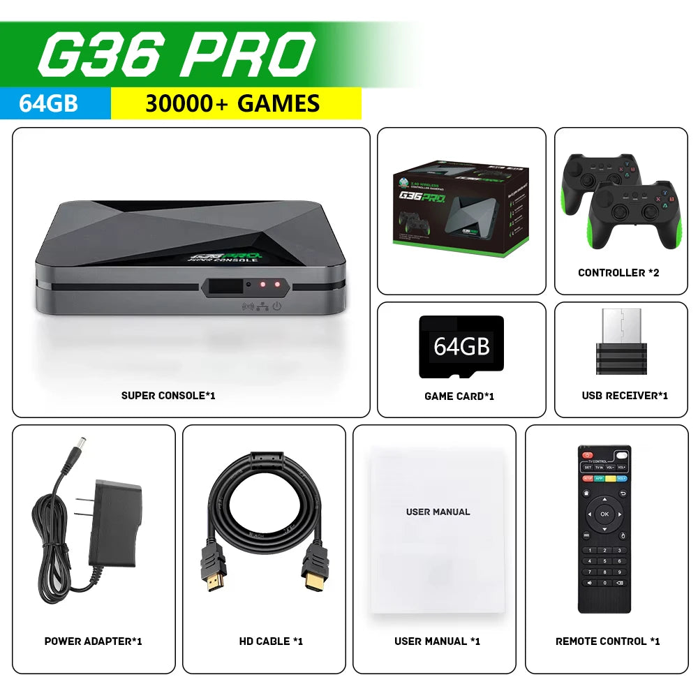G36 Pro Retro Video Game Console Super Console with 90,000+ Video Games for PS1/GBA/MD/CPS/PSP with Gamepad Kids Gift Game Boxes