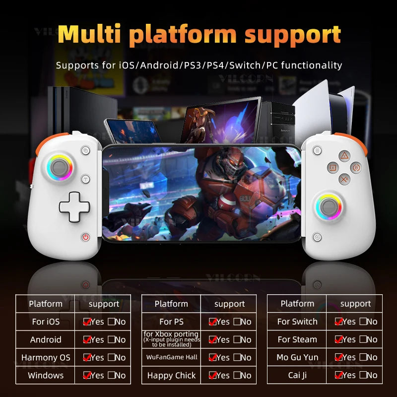 D8Pro RGB Tablet Game Controller FPS Mobile Gamepad For Switch Android ios PS3 PS4 PC Hall Trigger Joystick