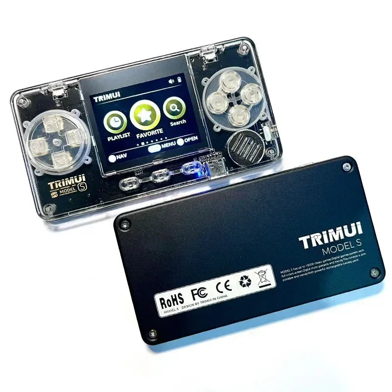 Trimui Model S Handheld Game Machine 2 Inch Ips Screen Mini Extremely Compact Nostalgic Handheld Card Machine Transparent Body