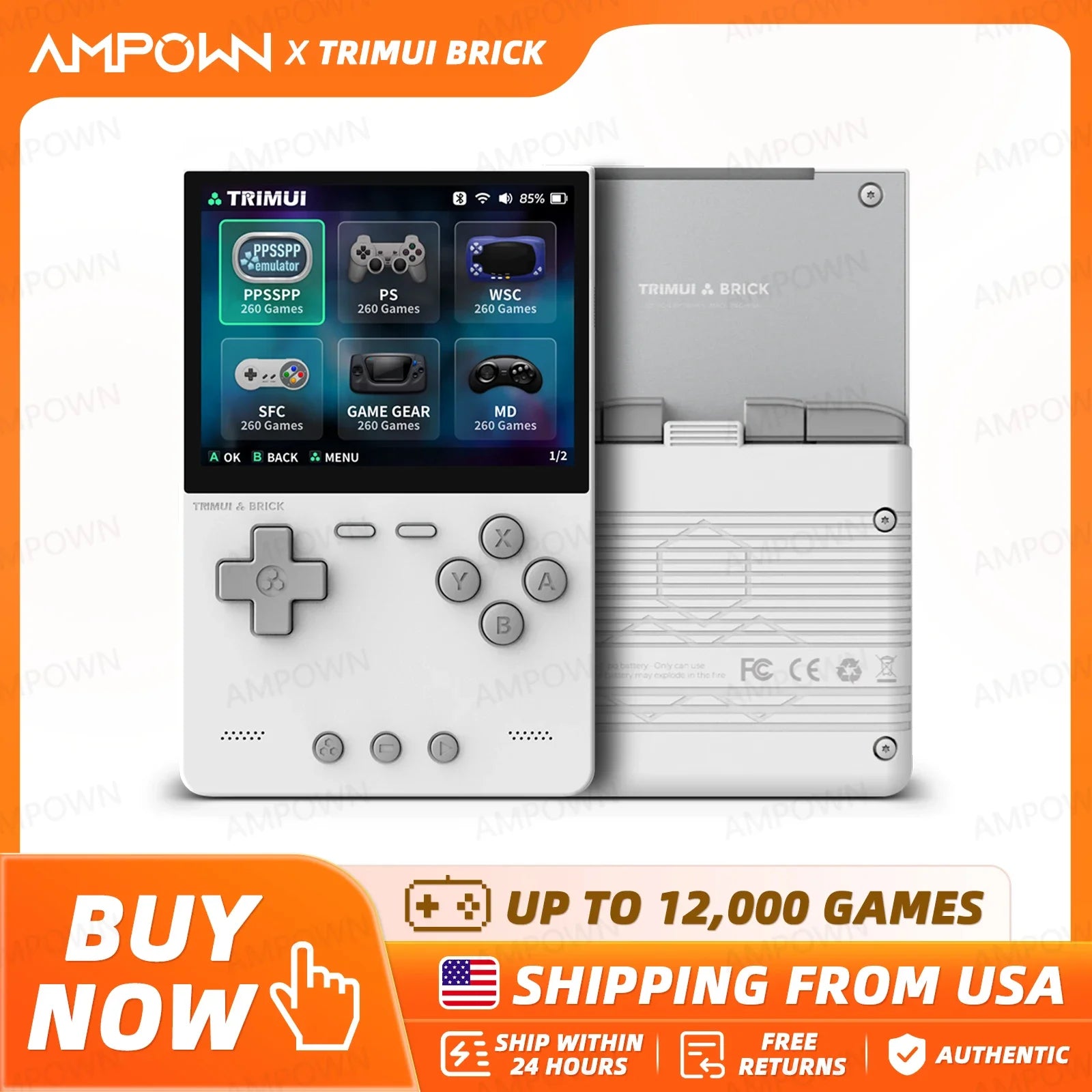 TRIMUI BRICK Handheld Game Console 3.2'' IPS Screen Linux System Trimui UI Metal Back Panel Key LED Lighting Free Keycap Gifts
