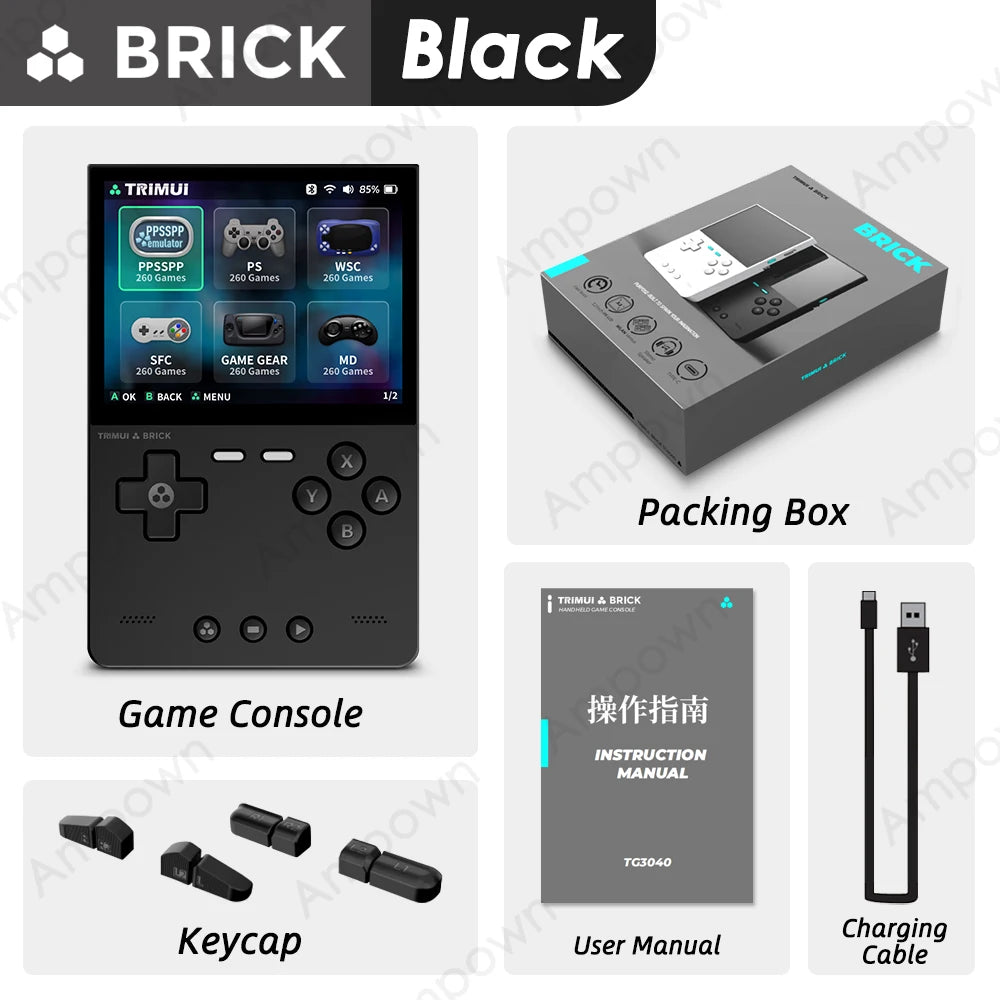 TRIMUI BRICK Handheld Game Console 3.2'' IPS Screen Linux System Crossmix OS Metal Back Panel Key LED Lighting Free Keycap Gifts
