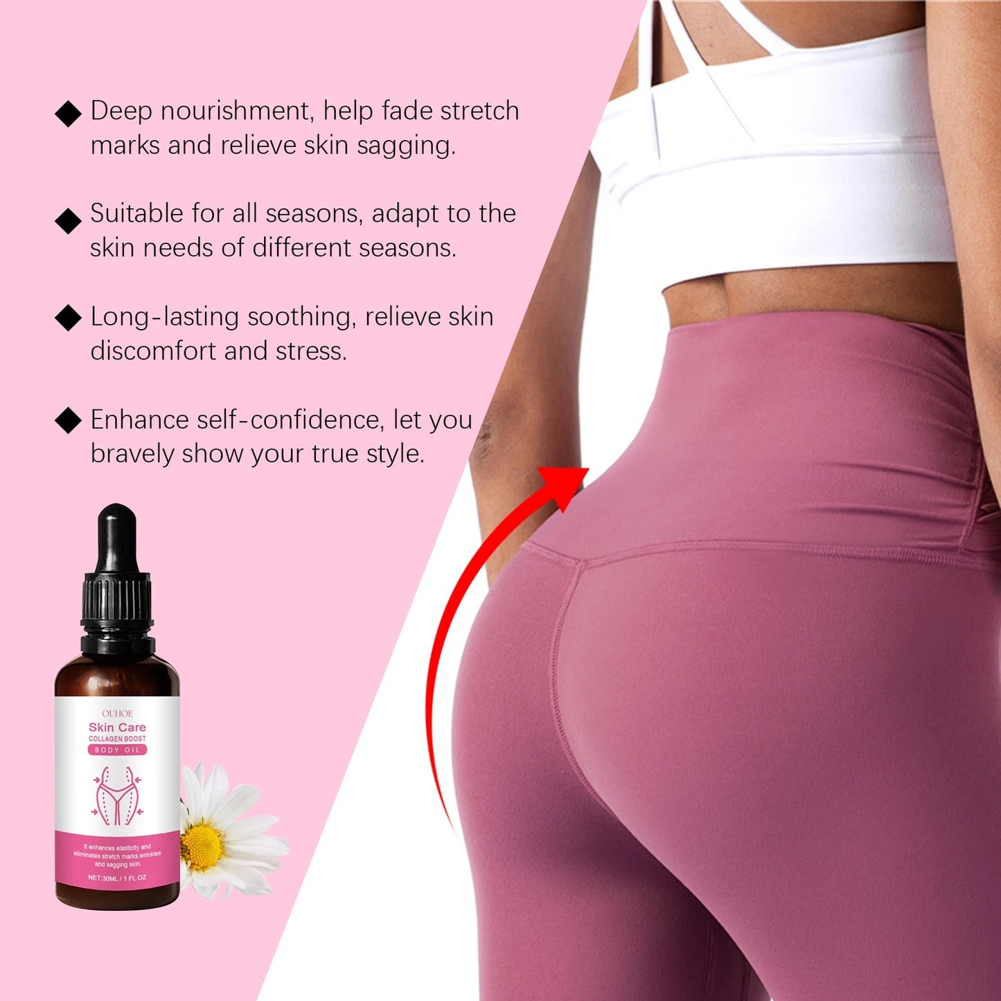 Collagen Boost Body Oil Buttock Up Hip Enhancer Shaping Body Curve Sexy Lifting Butt Breast Enlargement Massage Firming Body Oil