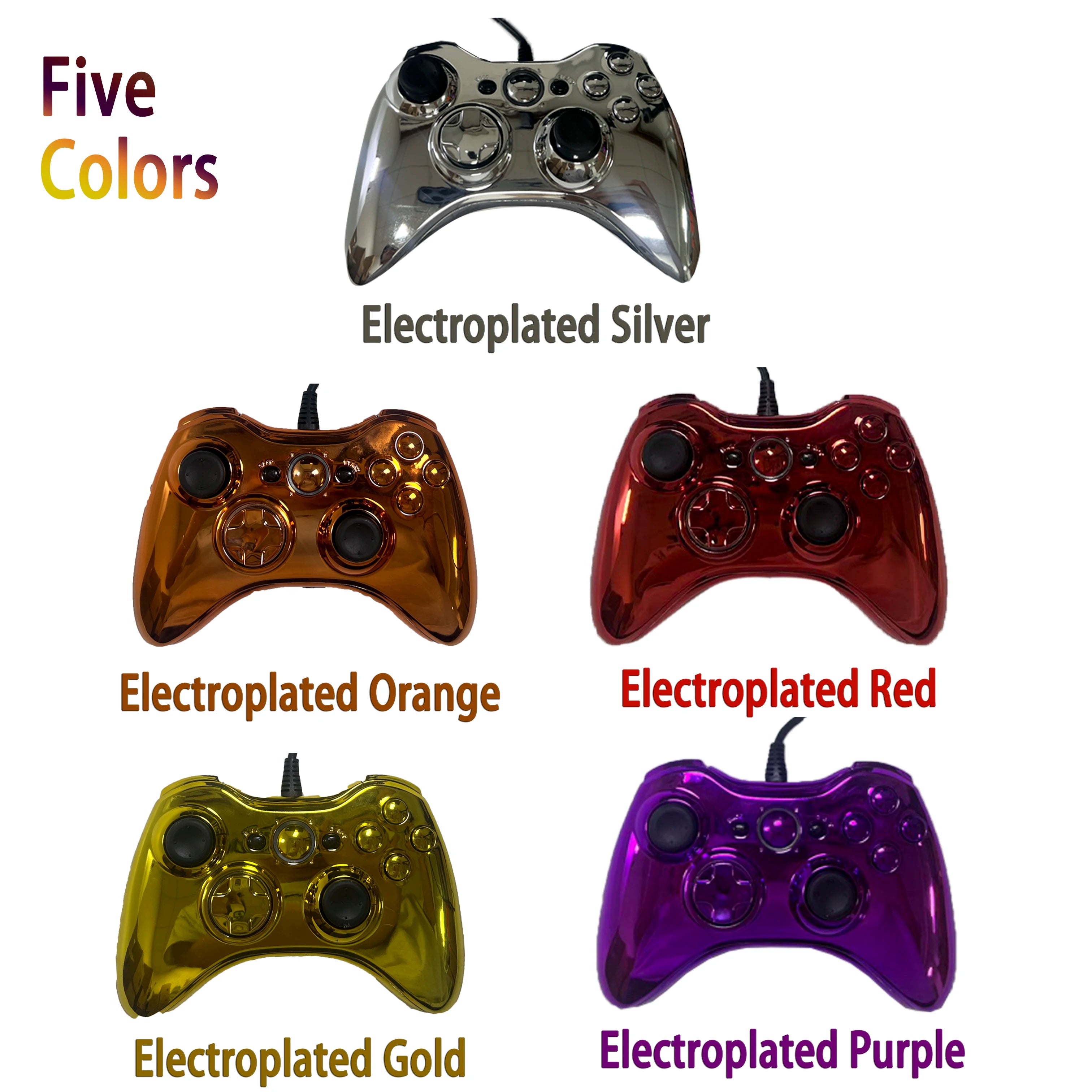 Wired Game Controller with Sleek Electroplated Finish – USB Gaming Peripheral, Compatible with Xbox 360 & PC