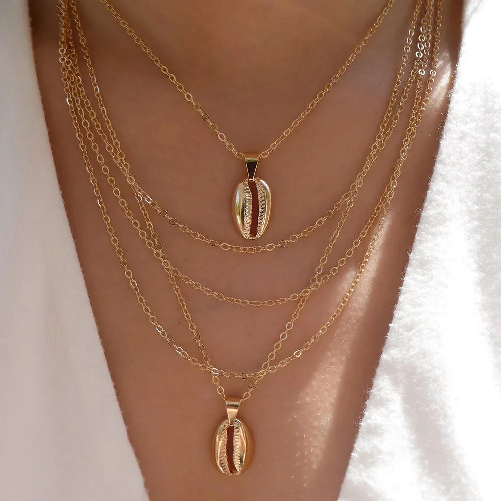 Vintage Gold Color Multiple Styles Necklace For Women Trendy Multi-Layer Disc Pendant  Necklaces New Tendyaces Set Jewelry Gifts