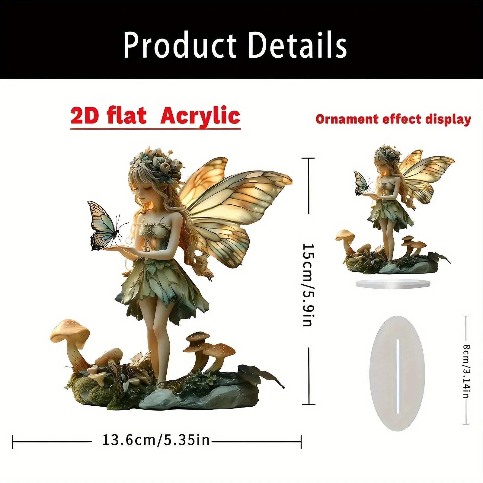 1 Piece Bohemian Fairy Statue/2D Acrylic Desktop Decoration/with Stand, Suitable for Home and Office Fairy Garden Decoration