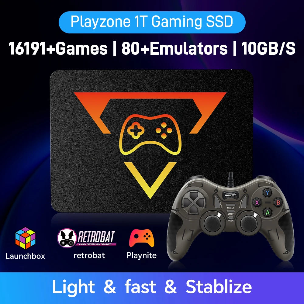 Playzone SSD 1TB&Game Consoles With 16191 3D&Retro Games 80+Emulators for PS5/PS4/XBOX/XBOX One/SWITCH 3 System in 1 for WIN PC
