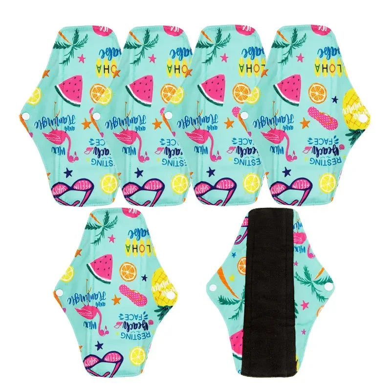 5Pcs Washable Sanitary Towels Menstrual Pad Reusable Bamboo Charcoal Women Napkins Feminine Hygiene Product Period Cloth Pads